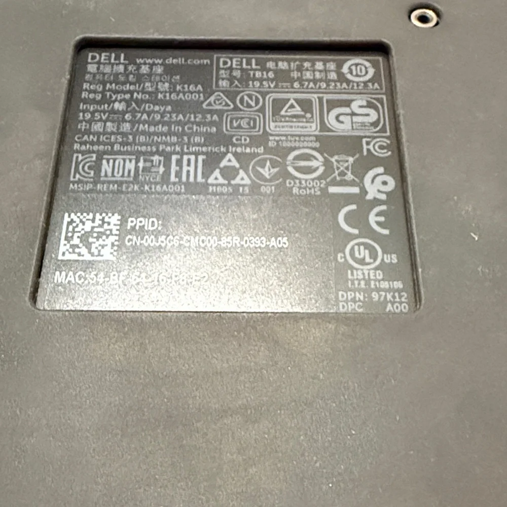 Dell Black Laptop Charger and Docking Station